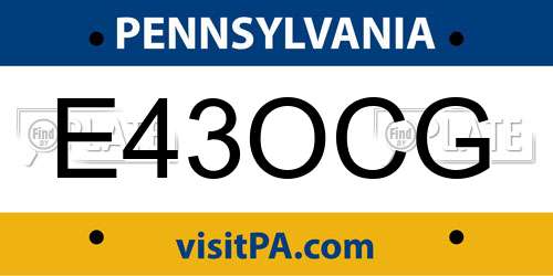 E43OCG Pennsylvania License Plate