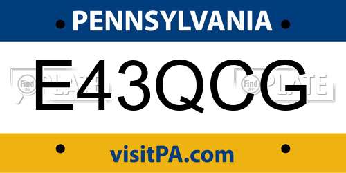 E43QCG Pennsylvania License Plate