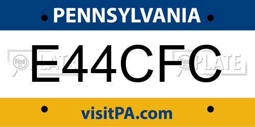 E44CFC Pennsylvania License Plate