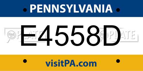 E4558D Pennsylvania License Plate