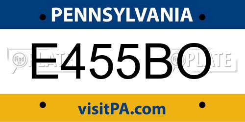 E455BO Pennsylvania License Plate