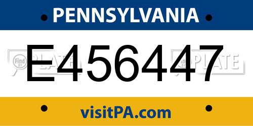 E456447 Pennsylvania License Plate