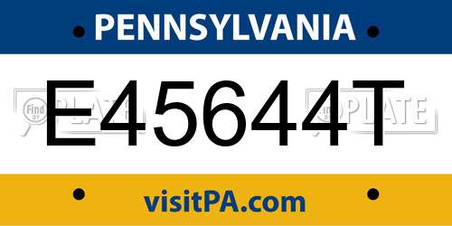 E45644T Pennsylvania License Plate