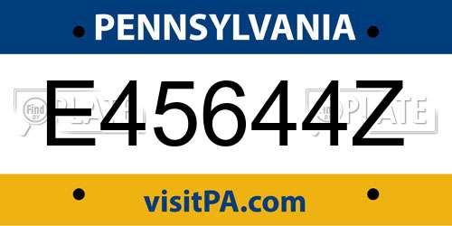 E45644Z Pennsylvania License Plate