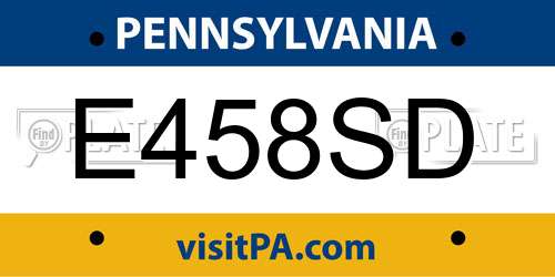E458SD Pennsylvania License Plate