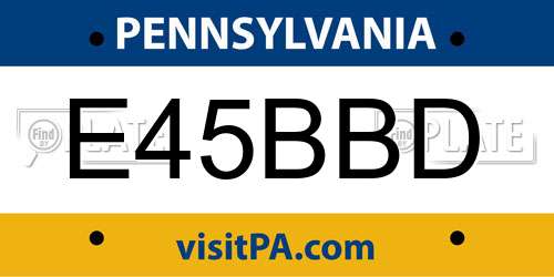 E45BBD Pennsylvania License Plate