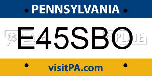 E45SBO Pennsylvania License Plate