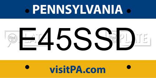 E45SSD Pennsylvania License Plate