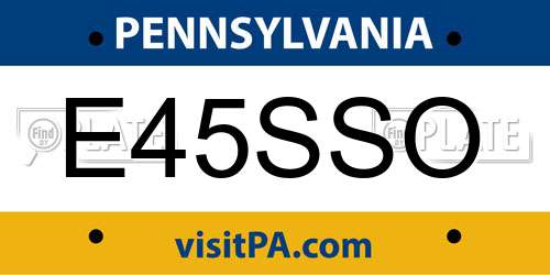 E45SSO Pennsylvania License Plate