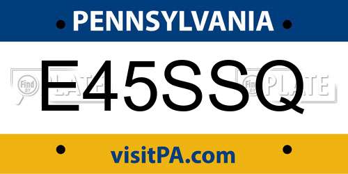 E45SSQ Pennsylvania License Plate