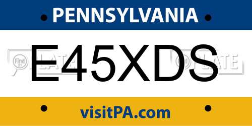 E45XDS Pennsylvania License Plate