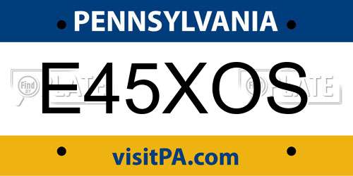 E45XOS Pennsylvania License Plate