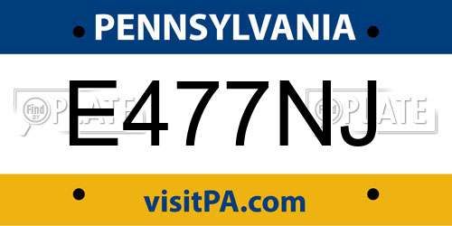 E477NJ Pennsylvania License Plate