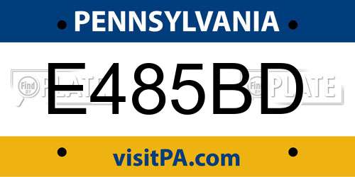 E485BD Pennsylvania License Plate