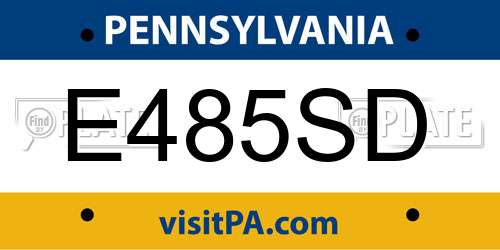 E485SD Pennsylvania License Plate