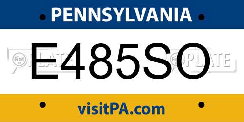 E485SO Pennsylvania License Plate