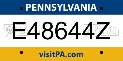 E48644Z Pennsylvania License Plate
