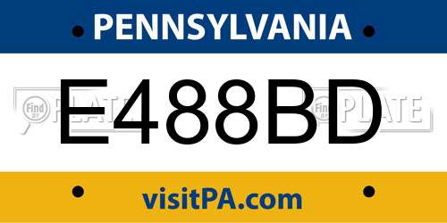 E488BD Pennsylvania License Plate