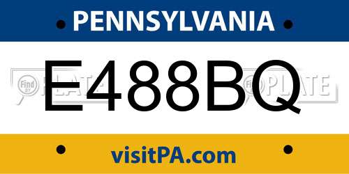 E488BQ Pennsylvania License Plate