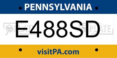 E488SD Pennsylvania License Plate