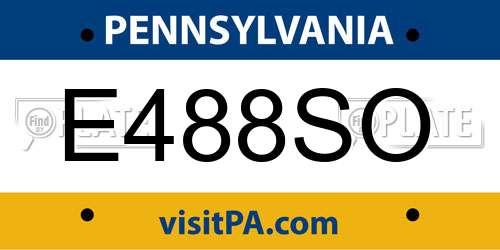 E488SO Pennsylvania License Plate