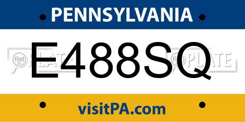 E488SQ Pennsylvania License Plate
