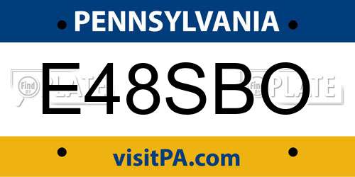 E48SBO Pennsylvania License Plate