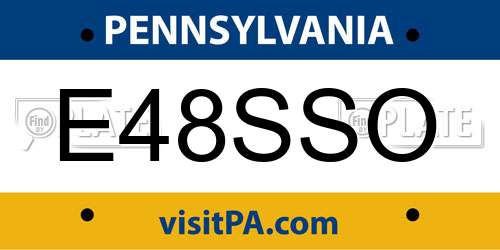 E48SSO Pennsylvania License Plate