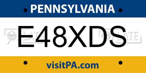 E48XDS Pennsylvania License Plate