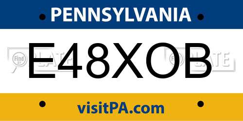 E48XOB Pennsylvania License Plate
