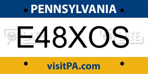 E48XOS Pennsylvania License Plate