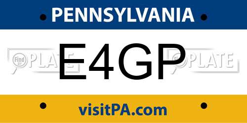 E4GP Pennsylvania License Plate