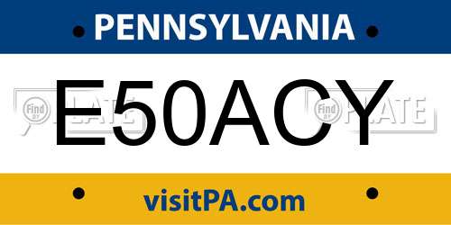 E50ACY Pennsylvania License Plate
