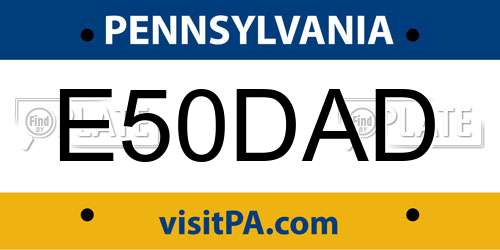 E50DAD Pennsylvania License Plate
