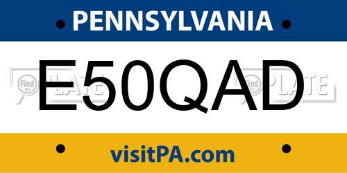 E50QAD Pennsylvania License Plate