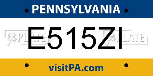 E515ZI Pennsylvania License Plate