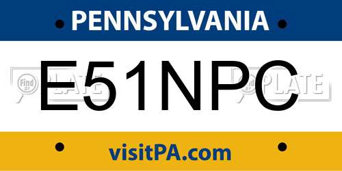 E51NPC Pennsylvania License Plate