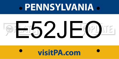E52JEO Pennsylvania License Plate