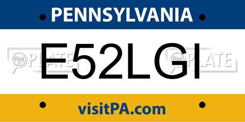 E52LGI Pennsylvania License Plate