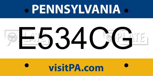 E534CG Pennsylvania License Plate