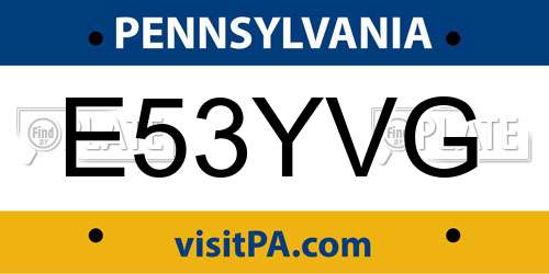 E53YVG Pennsylvania License Plate