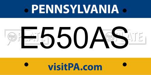 E550AS Pennsylvania License Plate