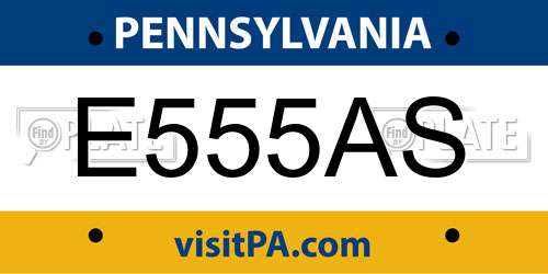 E555AS Pennsylvania License Plate