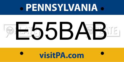 E55BAB Pennsylvania License Plate
