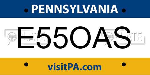 E55OAS Pennsylvania License Plate