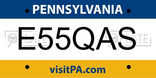 E55QAS Pennsylvania License Plate