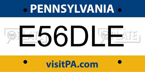 E56DLE Pennsylvania License Plate