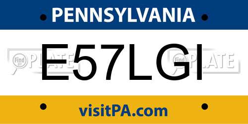 E57LGI Pennsylvania License Plate