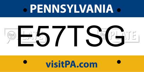 E57TSG Pennsylvania License Plate