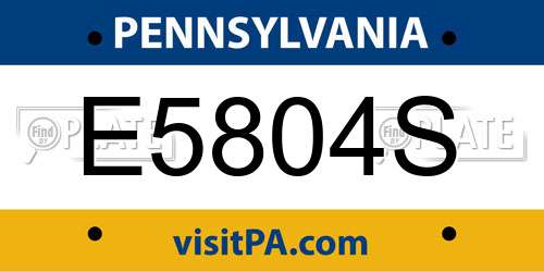 E5804S Pennsylvania License Plate